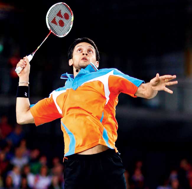 Parupalli Kashyap attempts a smash during the Commonwealth Games final last Sunday