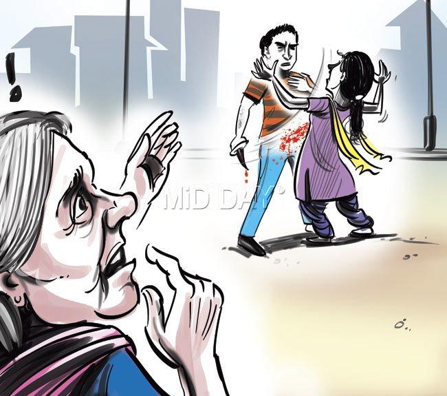Angry, Shaikh stabs the girl, when she is alone