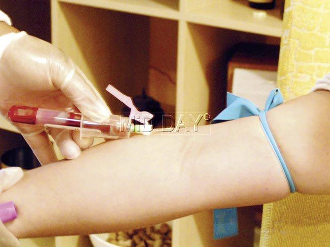 A Hepatitis blood test being conducted