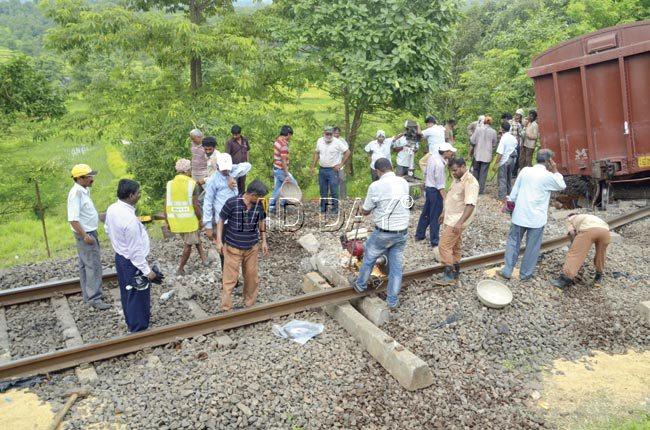 The derailment occurred approximately around 6.30 am in the morning, This is the second disruption of services on Konkan Railway in a span of one month