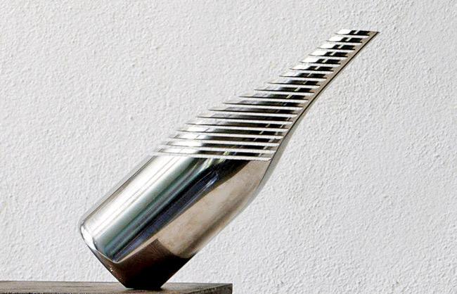 Spirit level by Sunil Gawde, made from solid stainless steel and crafted with machine