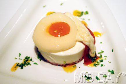 The No Eggs Benedict is an interesting dessert that doesn’t include egg but has mango puree, crème brulee, and mascarpone cream torte