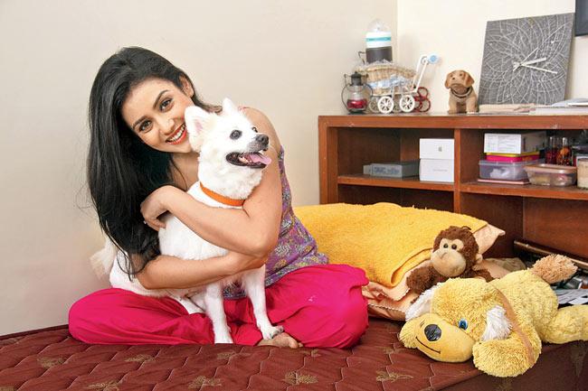 Mishti Chakrabarty and her pet dog Shadow