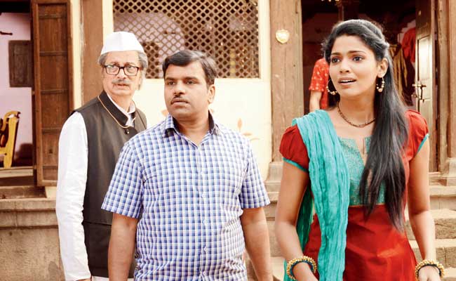 From left: Dilip Prabhavalkar, Hrishikesh Joshi and Pooja Sawant in the recently-released Marathi film, Poshter Boyz, which is enjoying a good run at the box office