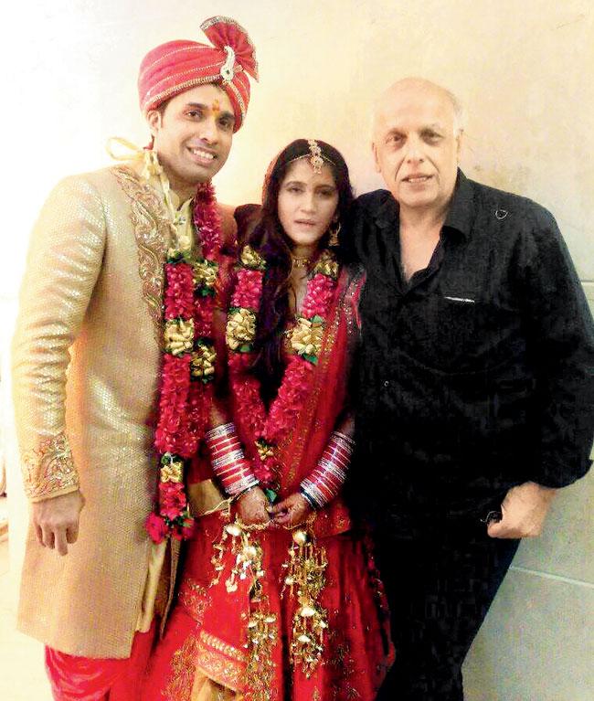 Newlyweds Vineet Bangera and Smilie Suri with Mahesh Bhatt