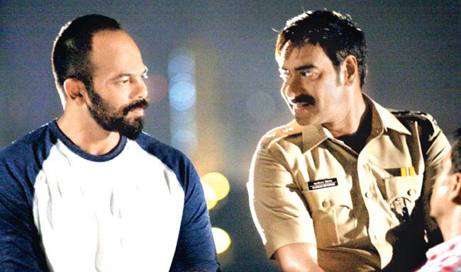 Rohit Shetty and Ajay Devgn on the sets
