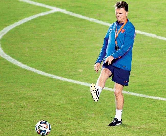 Head coach Louis van Gaal during a training session with the Netherlands at the World Cup. Pic/Getty Images