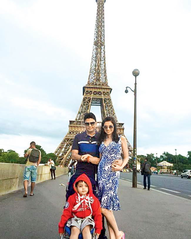 Bhushan and Divya Kumar with son Ruhaan in Paris
