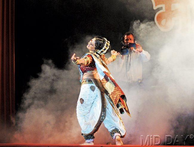 Lavani dancer Vijaya Palav performs at an event in Andheri, Mumbai.