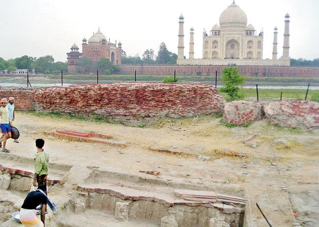Site of the Agra Mughal Gardens where the ongoing scientific clearance work is in progress at Mehtab Bagh, June 13, 2014. pic courtesy/WMF Provenance