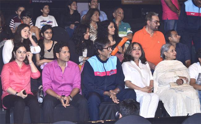 Former cricketer Sachin Tendulkar with wife Anjali, Actor Amitabh Bachchan, Tina Ambani and Jaya bachchan during Pro Kabaddi League (PKL) in Mumbai on July 26, 2014. Pic/IANS