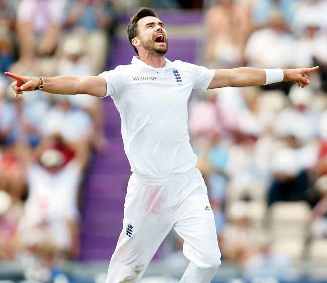 James Anderson celebrates the wicket of Virat Kohli. Pic/Getty Images