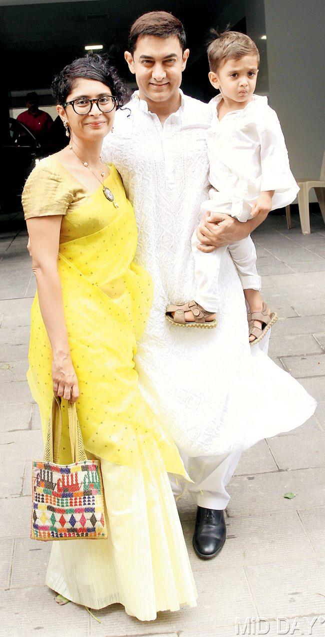 Aamir Khan with wife, Kiran Rao and son, Azad
