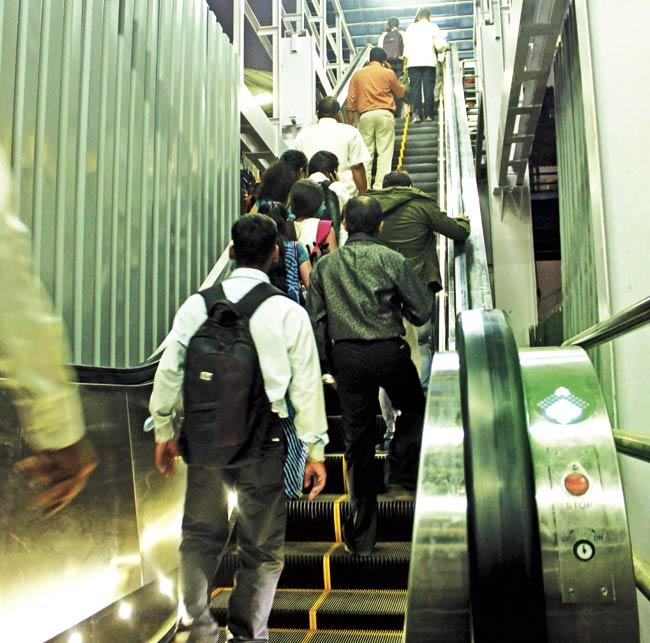 Officials said that by the time the tenders for new escalators are floated, the current ones will have undergone wear and tear and will cause problems to commuters. File pic