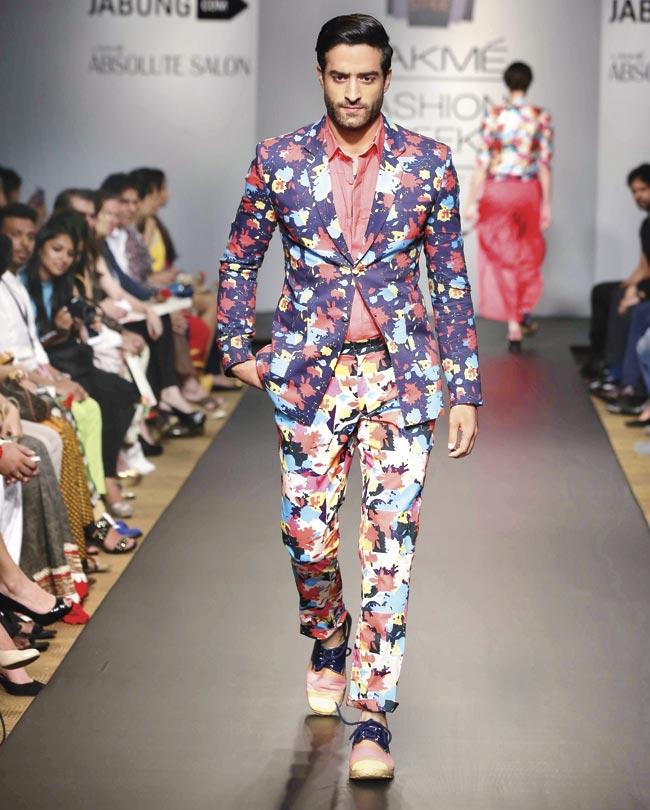 A three piece suit by Sayantan Sarkar who is known to put his men in prints