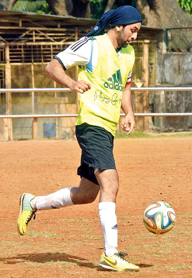 Ranbir Kapoor chases the ball