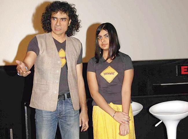 Imtiaz Ali with his daughter Ida at the trailer launch of his film Highway. Ida was the emcee at the event