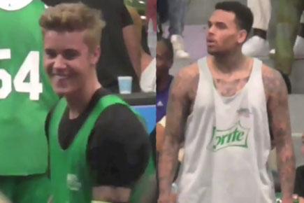 Justin Bieber, Chris Brown play basketball at BET Awards 2014