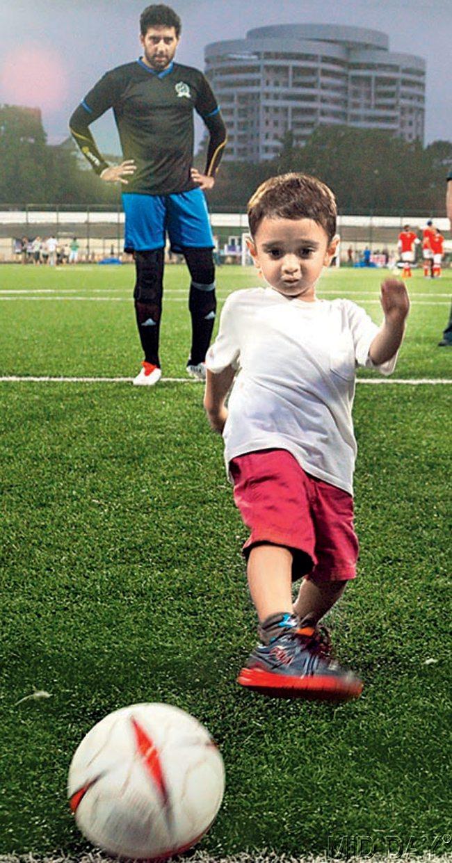Little Azad captivated everyone with his antics as he ran after the ball in the field