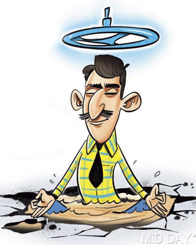 Peace: Call it Moksha or Nirvana. He actually sits in the pothole meditates and does an asana called the potholesana