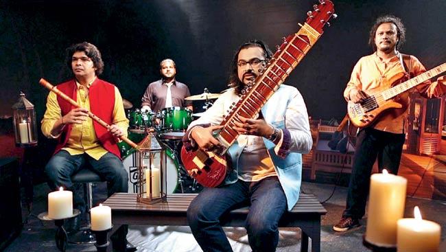 (Left to right) Flautist Rakesh Chaurasia, drummer Gino Banks and sitar player Purbayan Chatterjee