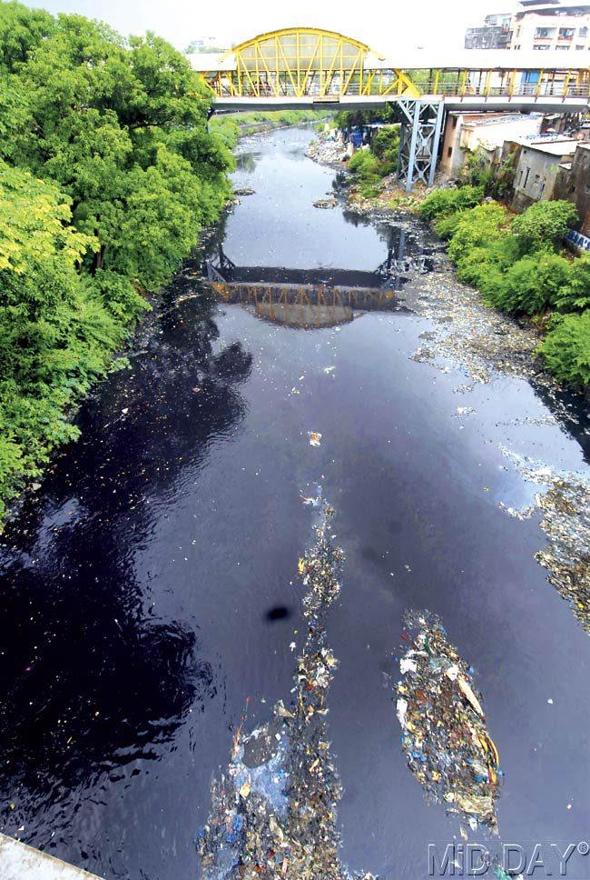 This nullah near Ulhasnagar station seems to have become a river of chemicals and industrial waste