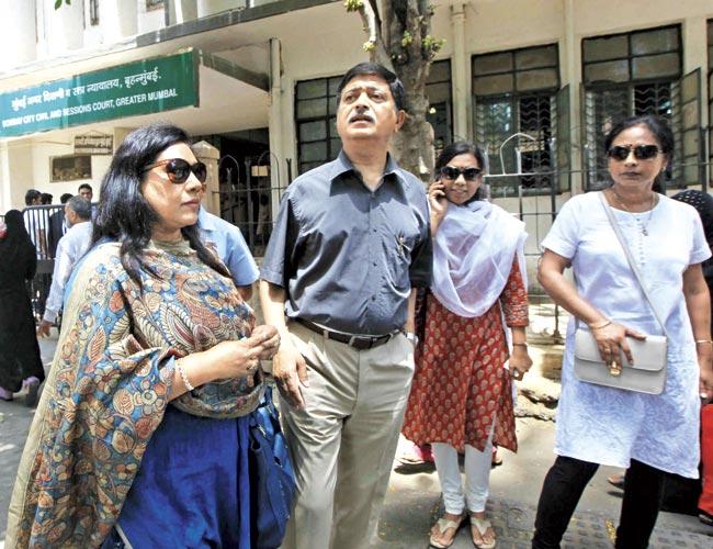 The parents of Pallavi Purkayastha outside the Sessions court yesterday