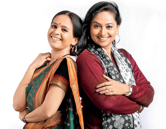 The play, Amhi Sau. Kumud Prabhakar Apte stars Aishwarya Narkar (left) and Pratiksha Lonkar (right)