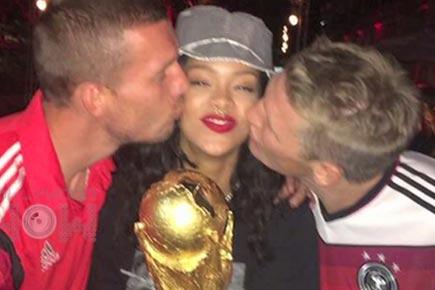 Rihanna at the party with team Germany post FIFA World Cup win 2014 
