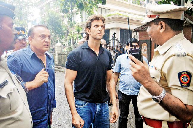 Hrithik Roshan stands below the Lotus Business Park in Andheri, where he and his father own five floors. Pic/PTI