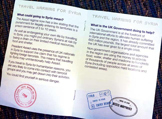 The United Kingdom warns citizens not to go to Syria