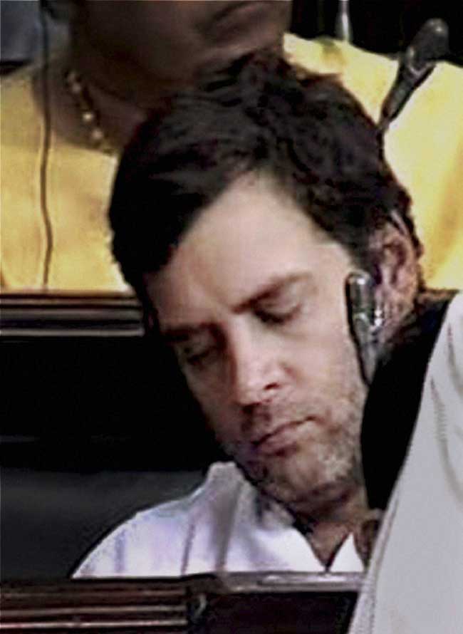 Rahul Gandhi dozing off