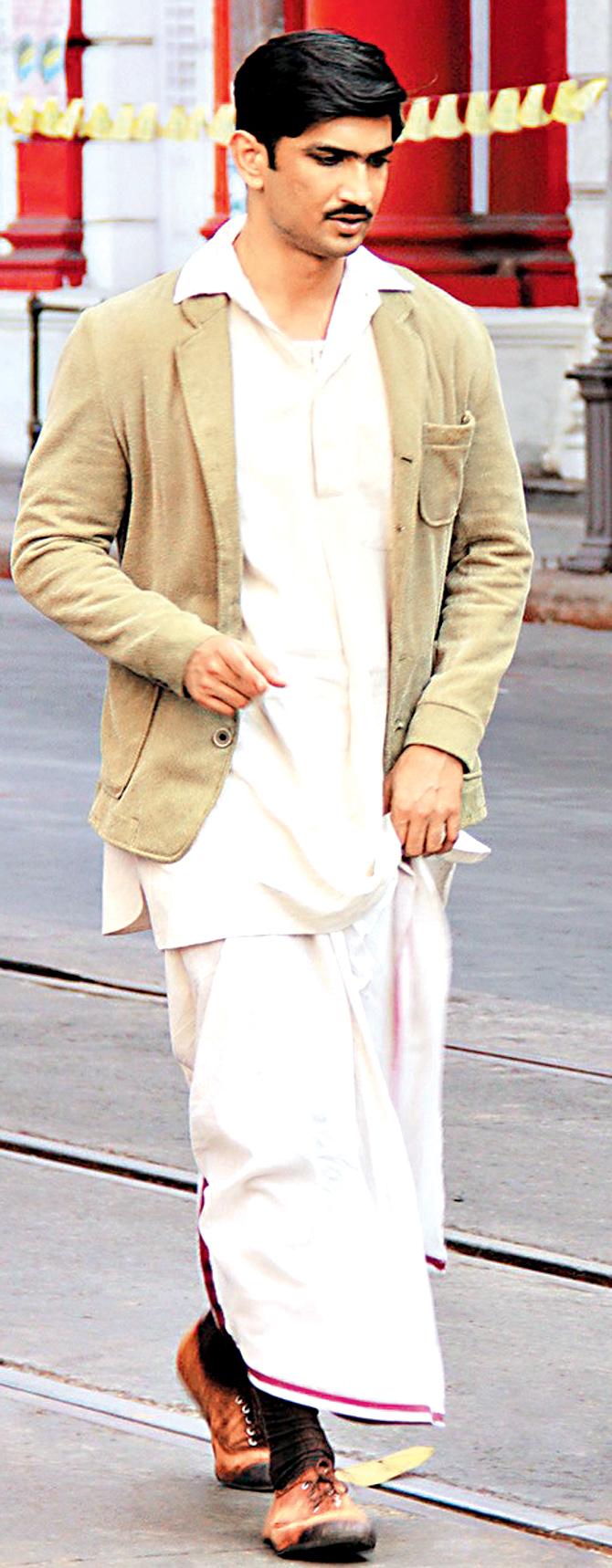 Sushant Singh Rajput wears dhoti-kurta with a jacket to reprise the look of the Calcutta bhadralok of the 1930s