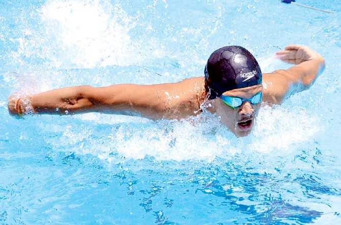 Neel Roy during the Matunga Gym swimming meet recently