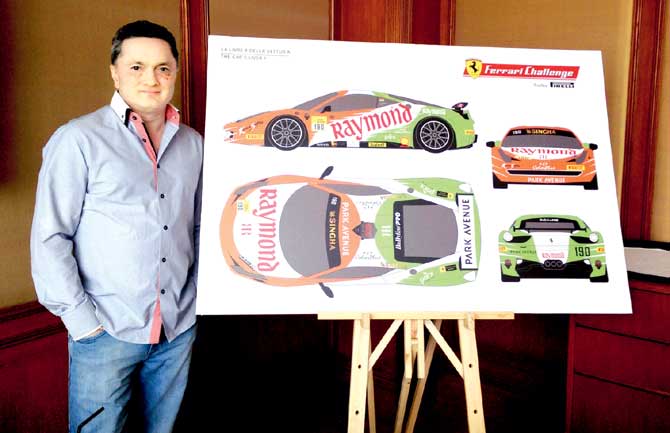 Gautam Singhania unveils the design of his car for the upcoming Ferrari Challenge yesterday