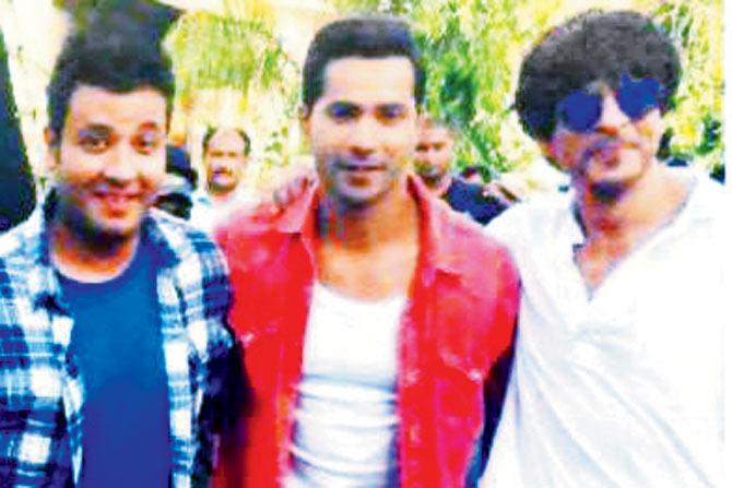 From left: Varun Sharma, Varun Dhawan and  Shah Rukh Khan 
