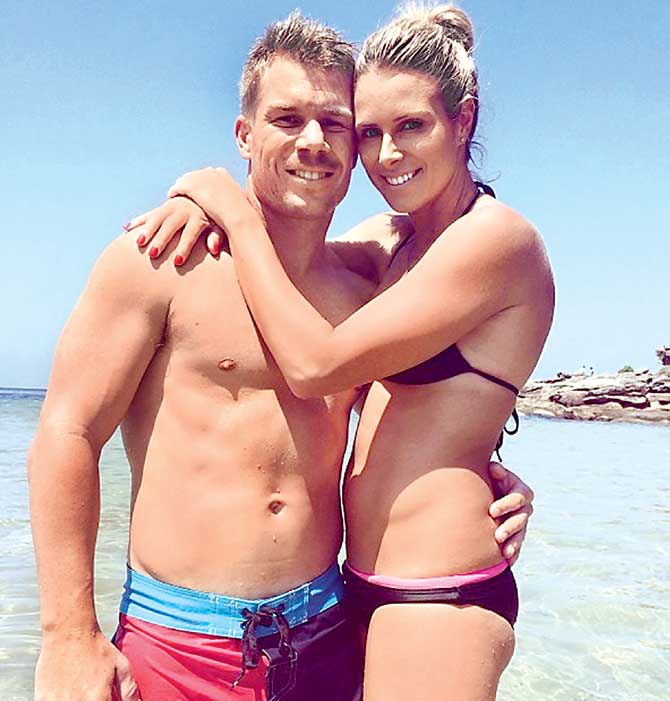 An image of Candice Falzon with David Warner posted on her Instagram account