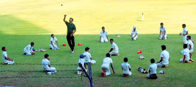 Drilling it in: Players of Al-Barkaat MMI school (Kurla) during a practice session before their Giles Shield inter-school match at CCI last year