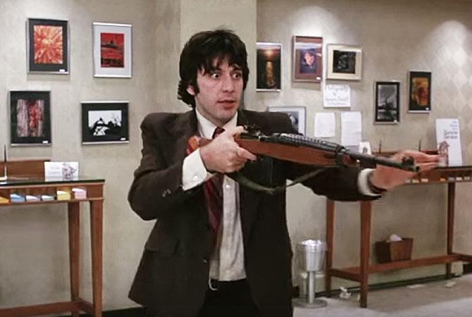 Al Pacino in a still from the bank-robbing scene in 
