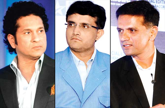 Sachin Tendulkar, Sourav Ganguly and Rahul Dravid