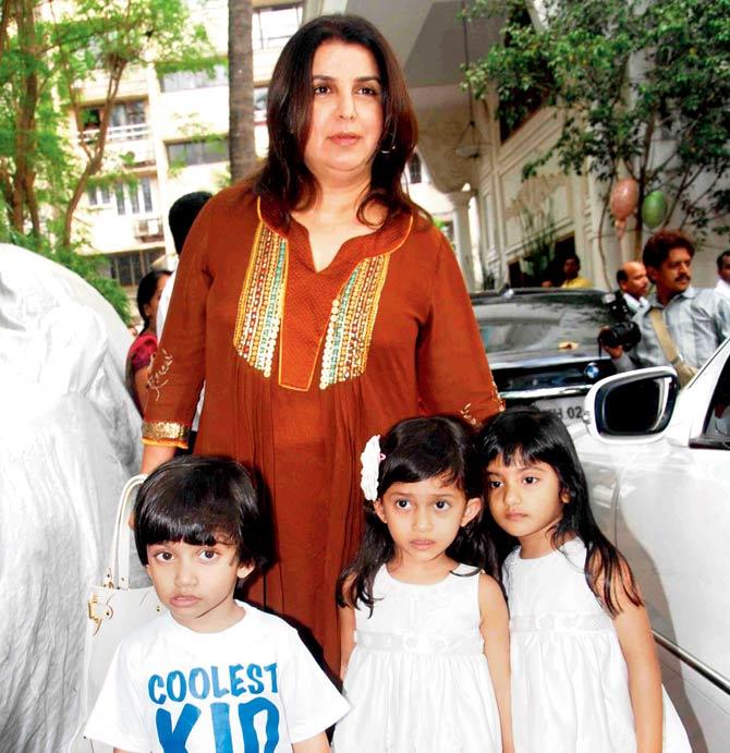 Farah Khan with her kids Czar, Diva and Anya