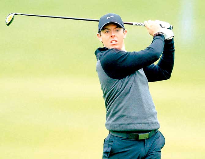 Rory McIlroy at the pro-am event in California yesterday