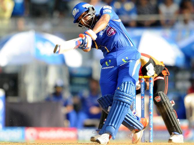 Rohit Sharma in action when Mumbai Indians played agauinst Hyderabad Sunrisers at Wankhede stadium on 25/04/2015. PIC / Suresh K.K
