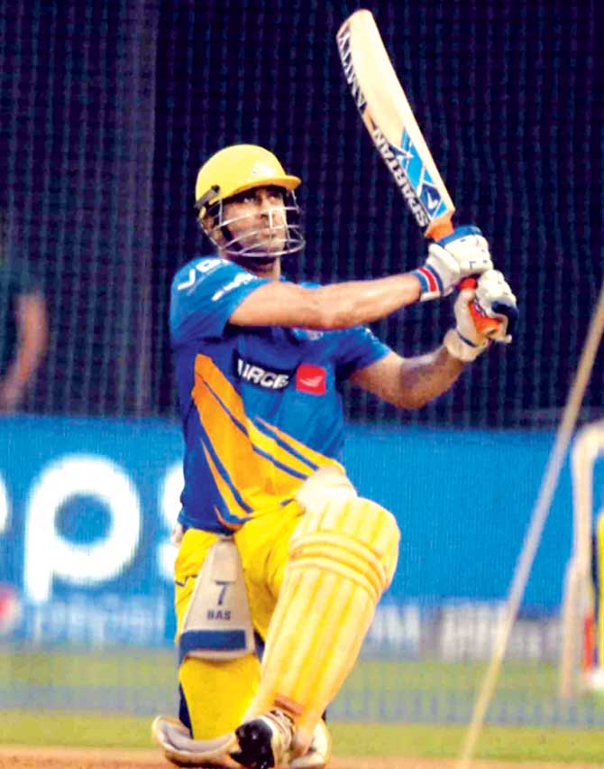 CSK skipper MS Dhoni during training at Wankhede last year