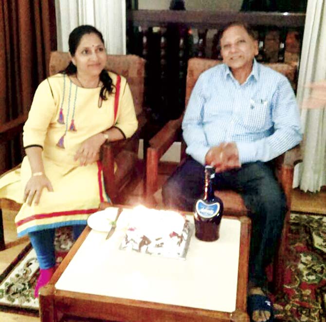 Akshay Gajare and his wife, Bharti, during his birthday celebrations yesterday