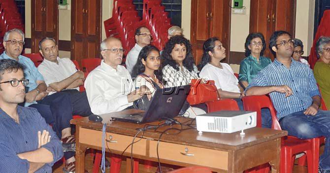 Participants and listeners sat for the talk at Bandra Gymkhana. Pics/Bipin Kokate