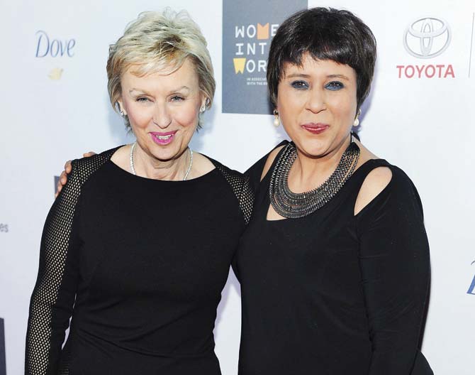 Barkha and Tina Brown at the Women In World Summit