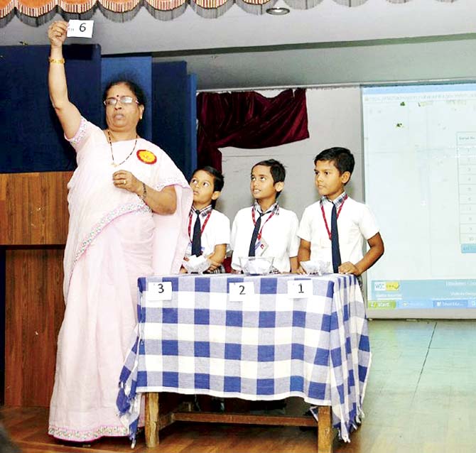 The lottery in progress at the BMC education department’s office
