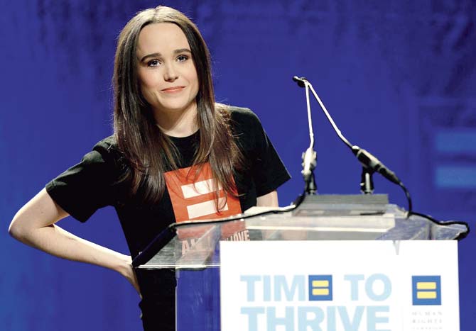 Ellen Page at a Lesbian Gay Bisexual Transgender (LGBT) conference in Las Vegas where she came out