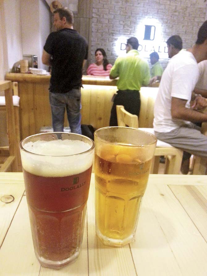 India Pale Ale (left) and Apple Cider (right) at Doolally